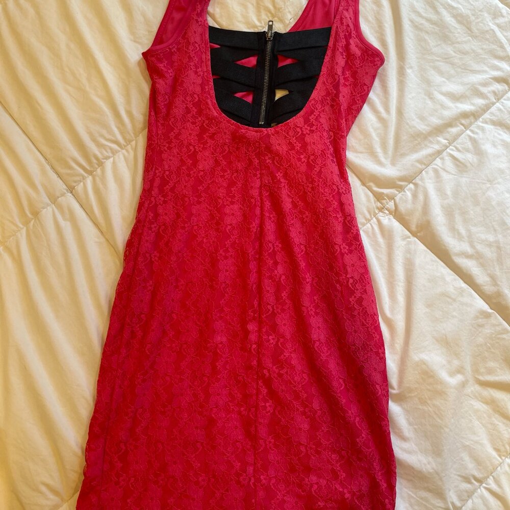 Material Girl pink and black fitted short dress NWT new with tags very stretchy